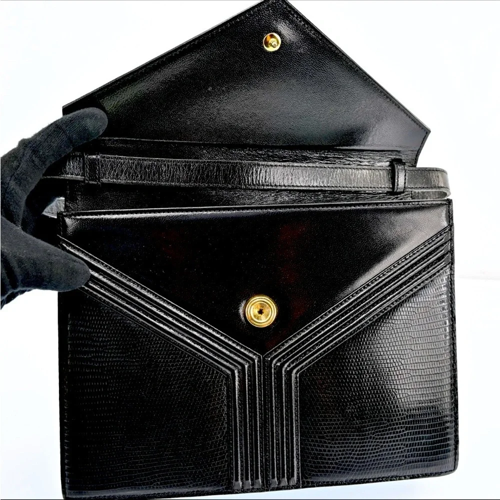 YVES SAINT LAURENT Vintage Shoulder Bag Leather Black w/cover bag P2407J602​​​ - Picture 9 of 16